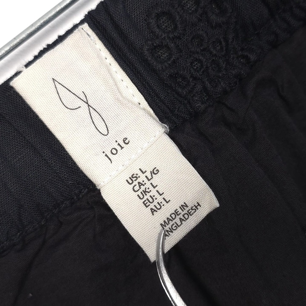 JOIE New Linen Cotton Blend Midi Skirt‎ Eyelet Set Black Embroidered Size LARGE - Picture 3 of 12